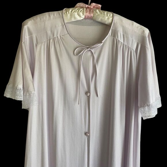 Vtg Vanity Fair Nightgown Robe Set Womens Small Lavender Nylon Lace USA 70s 80s - Picture 4 of 7